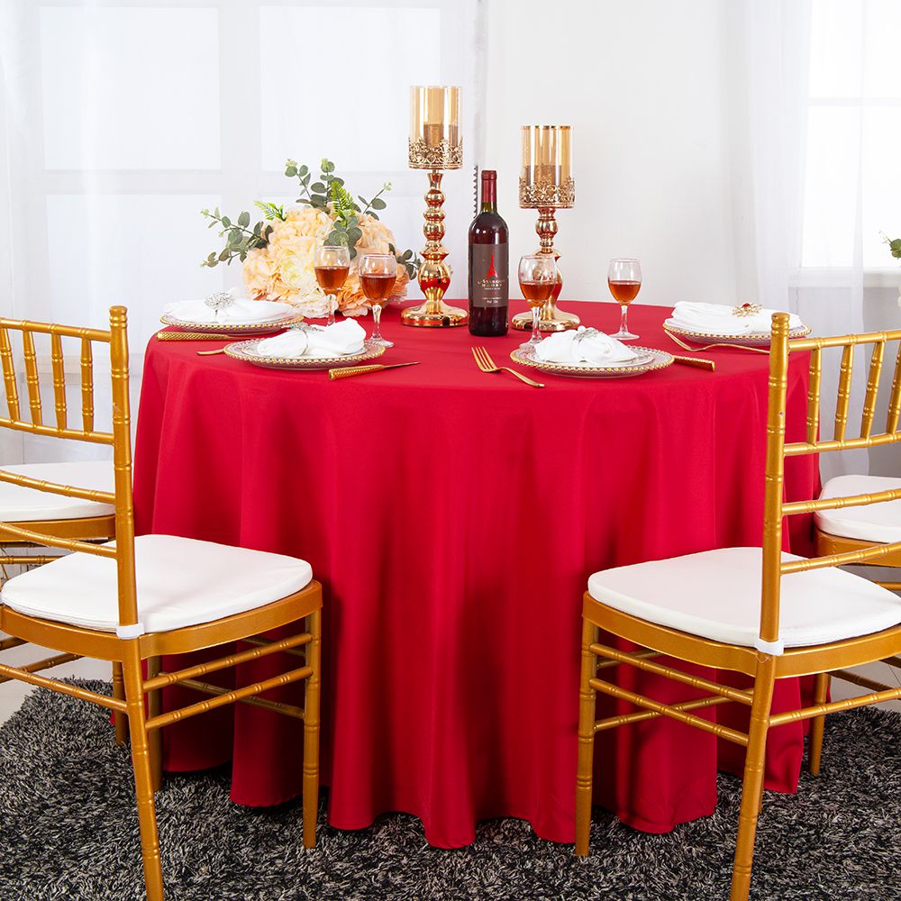 Round Polyester Tablecloth 120" Red
