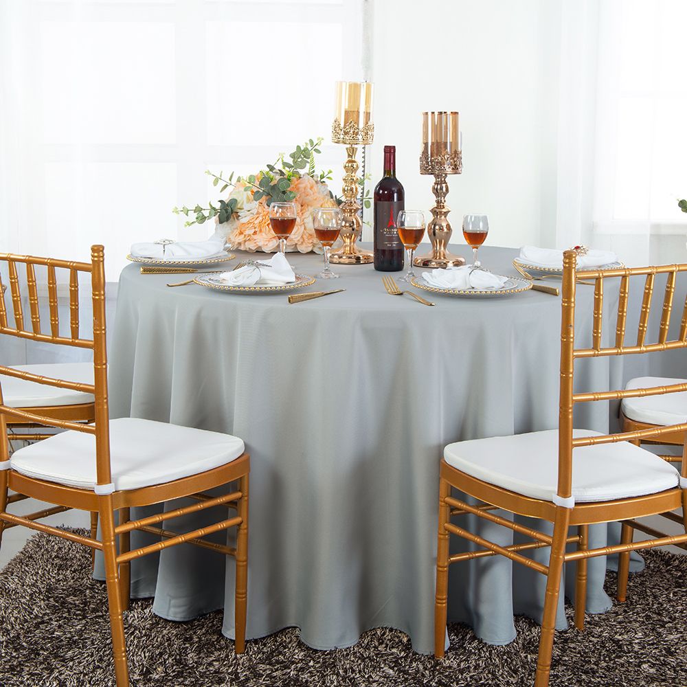 Round Polyester Tablecloth 120" Silver