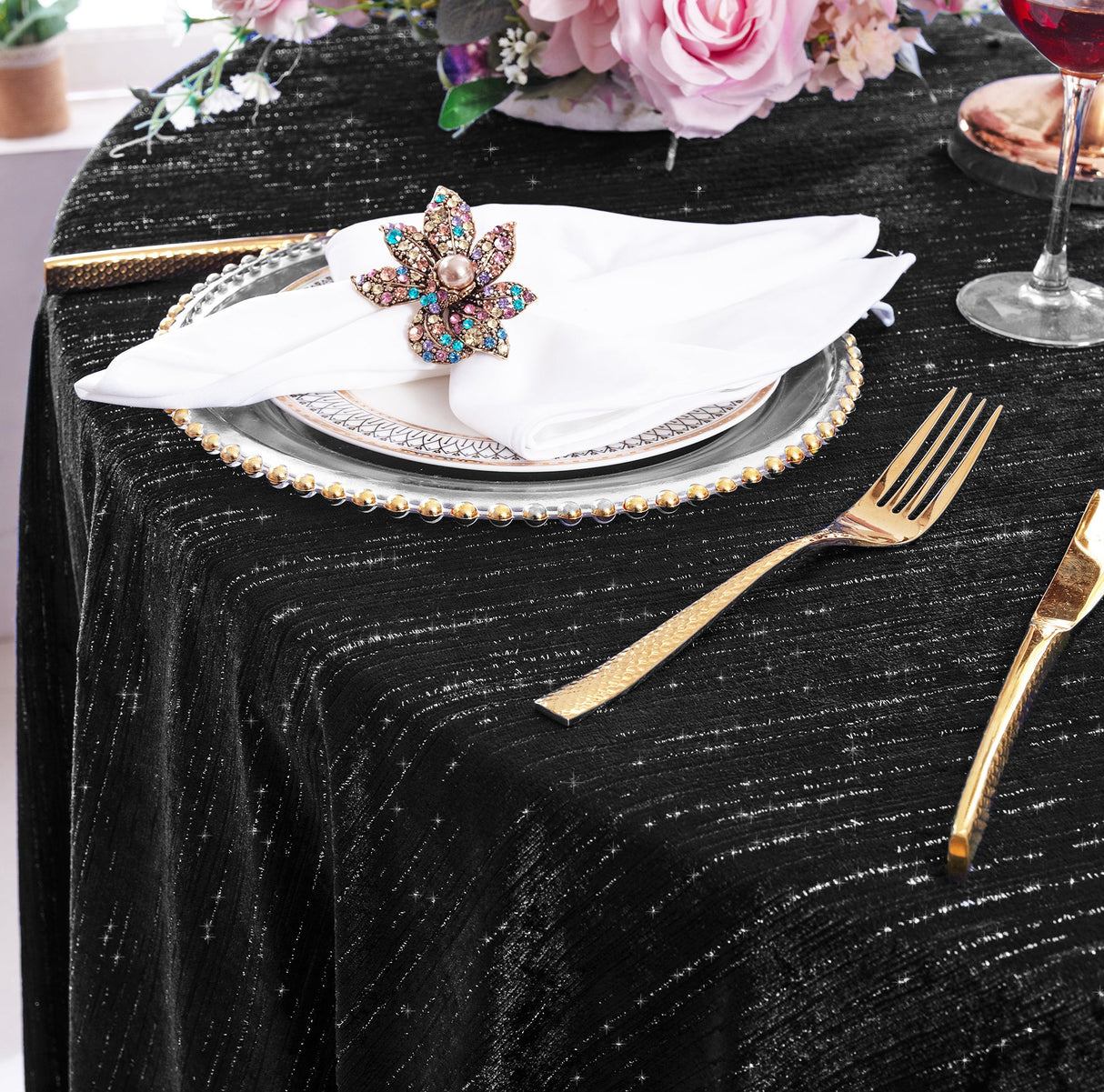 Velvet Table Runner 13x108 Black