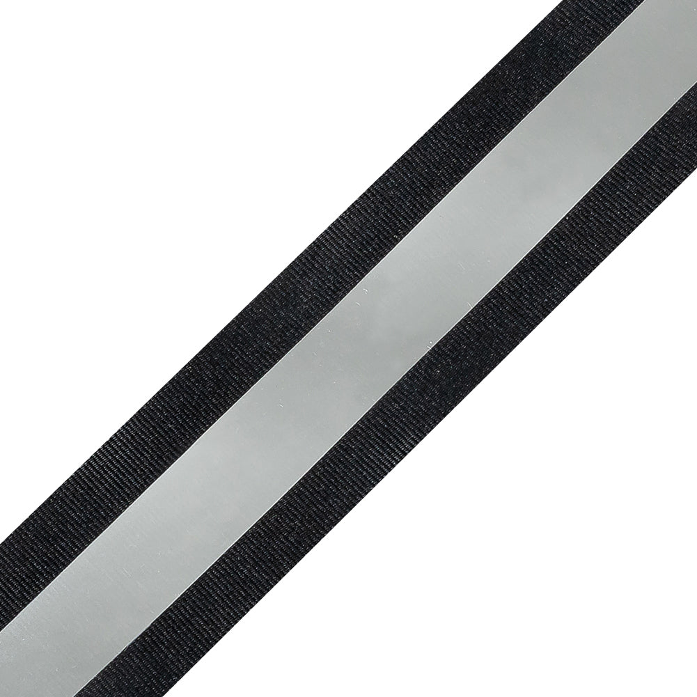 Italian Black and Silver Reflective Grosgrain Ribbon - 1.0625"