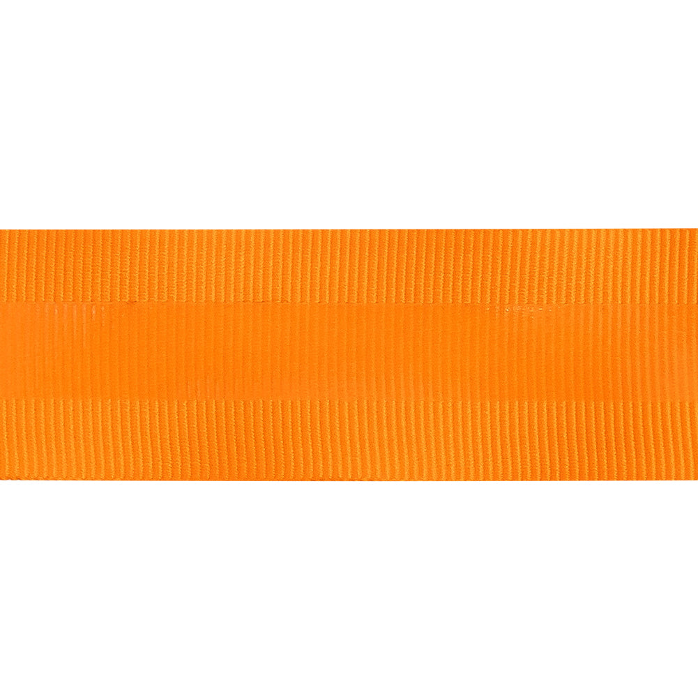 Italian Neon Orange Petersham Grosgrain Ribbon with Silicone Stripe - 1"