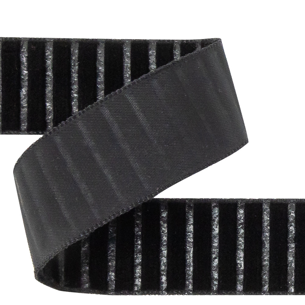 Italian Black Vertical Stripes Velvet Burnout Trim - 0.875"