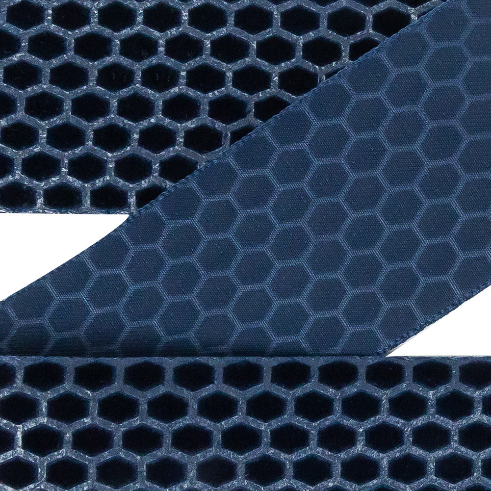 Italian Navy Honeycomb Velvet Burnout Trim - 1.4375"