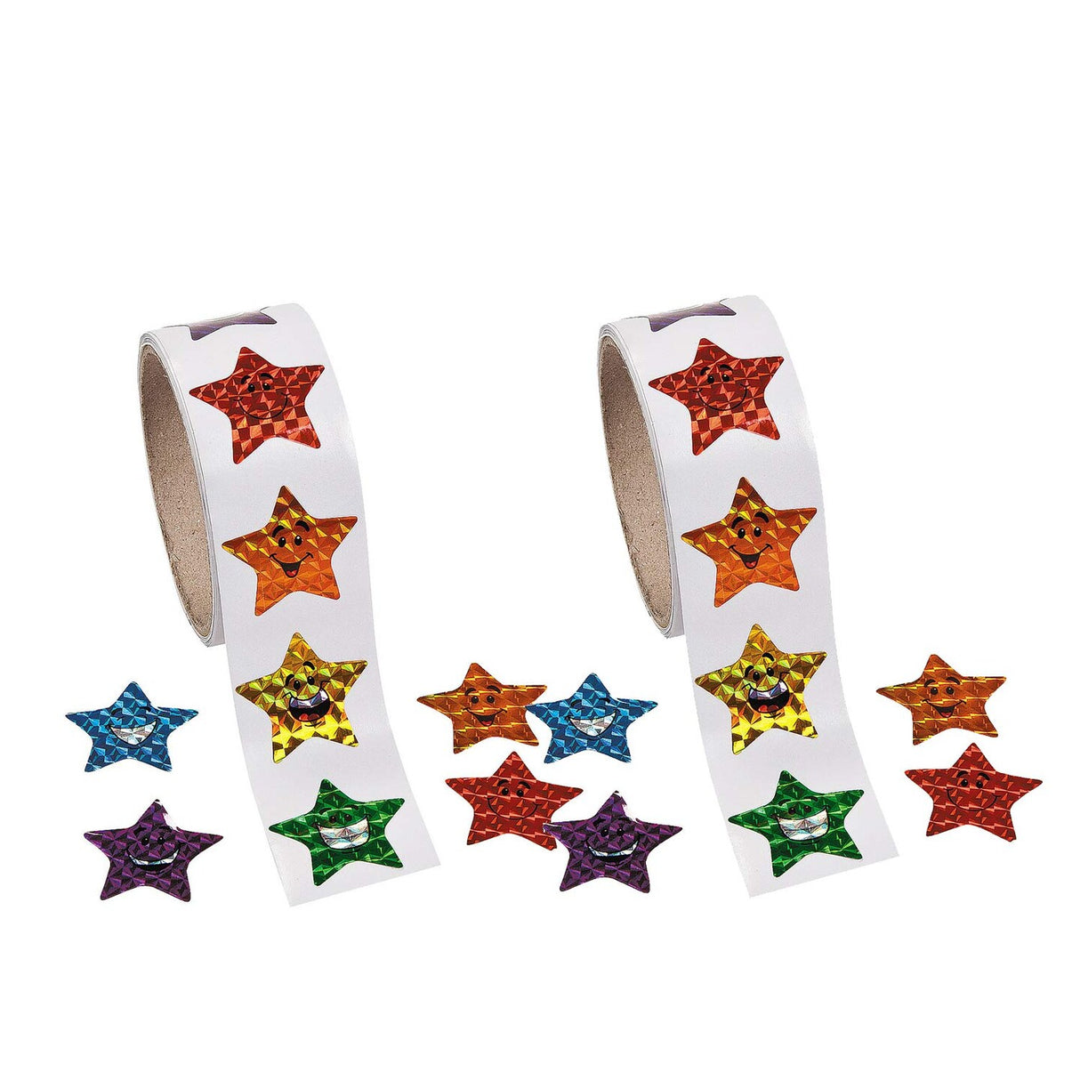 Prismatic Smiling Stars Sticker Roll 100 Pieces