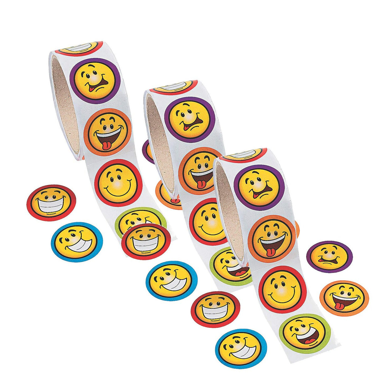 Goofy Smile Face Multicolor Paper Sticker Roll 100 Pieces