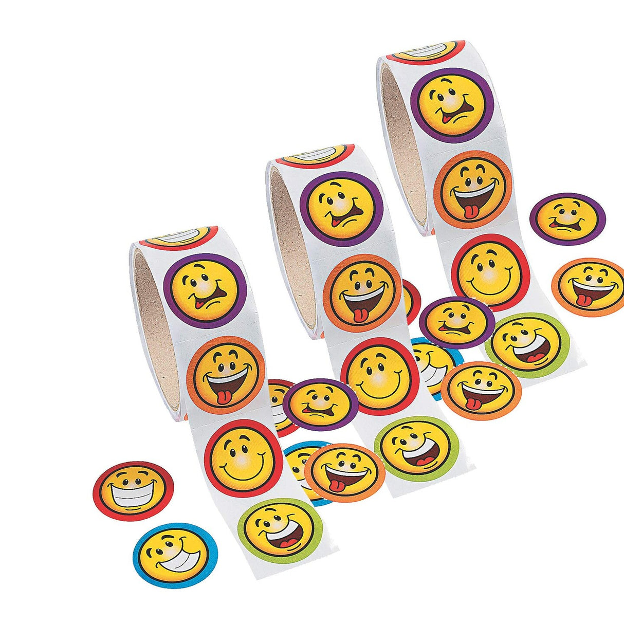 Goofy Smile Face Multicolor Paper Sticker Roll 100 Pieces