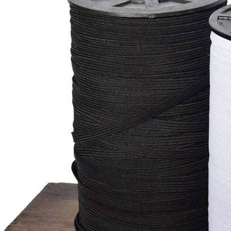 5 Yards Black Flat Braided Elastic 1/8" for Sewing & DIY Projects