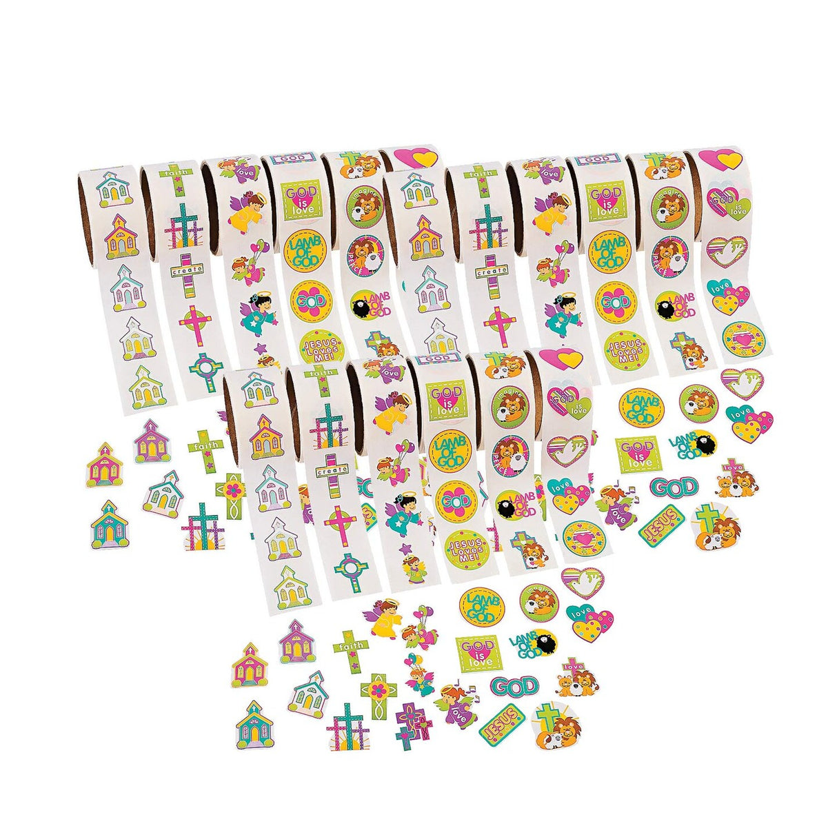 Religious Sticker Roll Assortment 600 Pieces