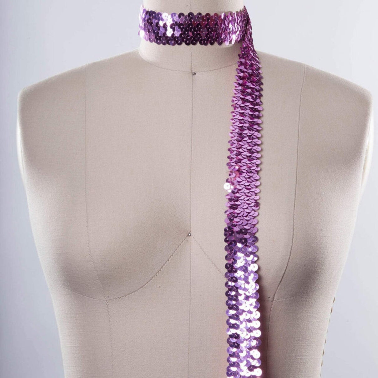 1 Yard Mauve Medium Pink Stretch Sequin Band Trim Perfect for Gift Bag DIY