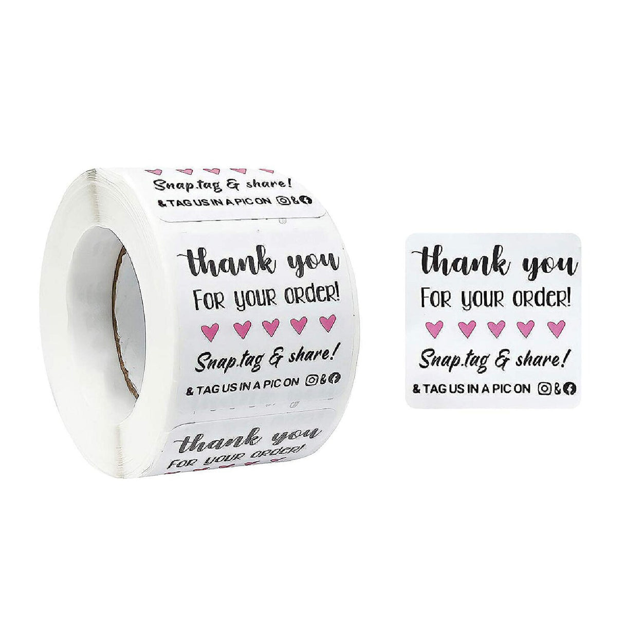 500 Pieces Wrapables Snap Tag Share Thank You Stickers Roll 1.5 Inch