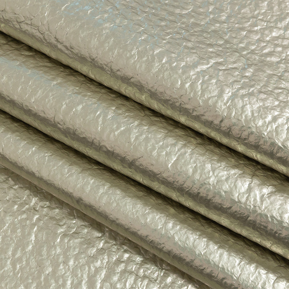Clara Italian Metallic Mother of Pearl Pebbled Coating with Foil Laminate