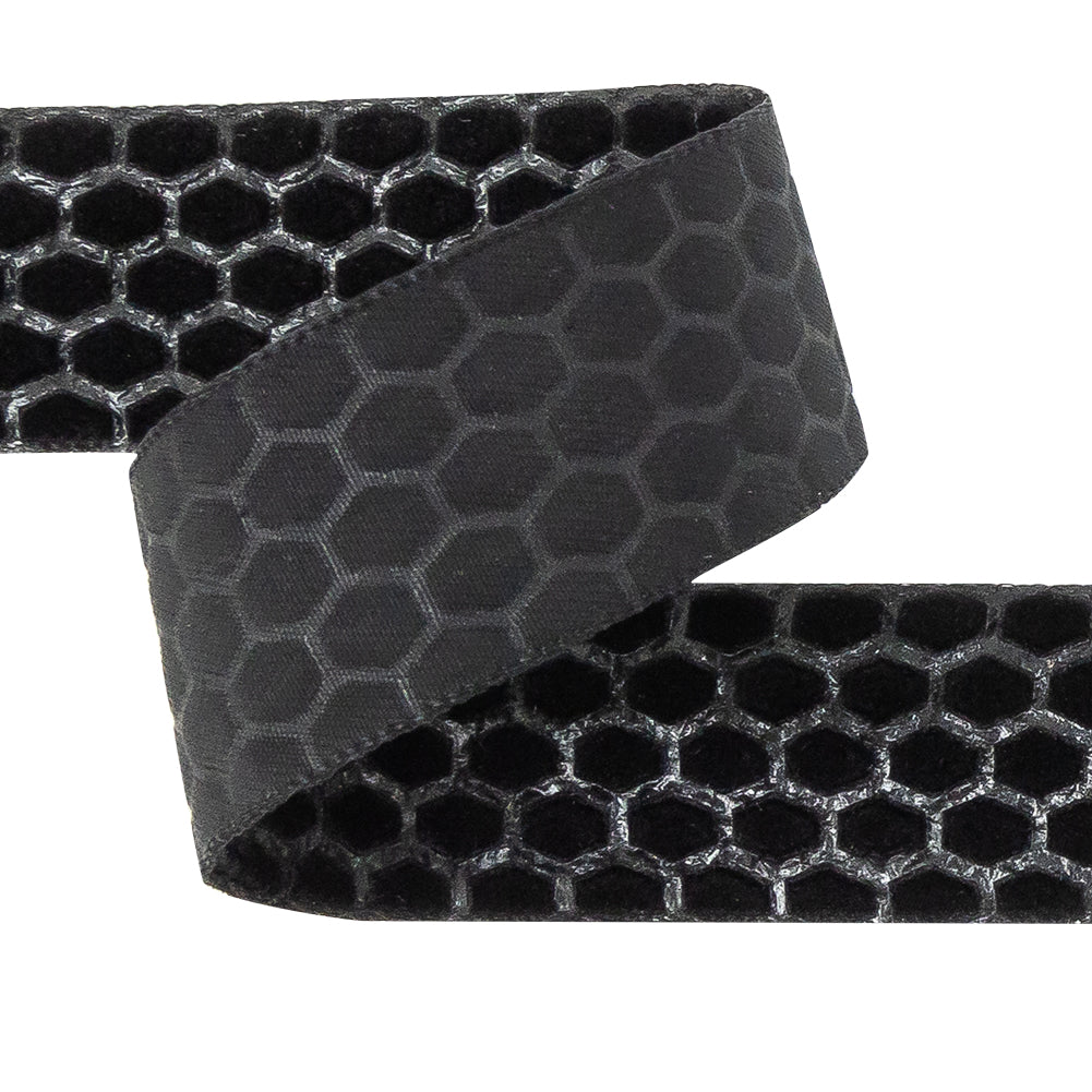 Italian Black Honeycomb Velvet Burnout Trim - 0.875"