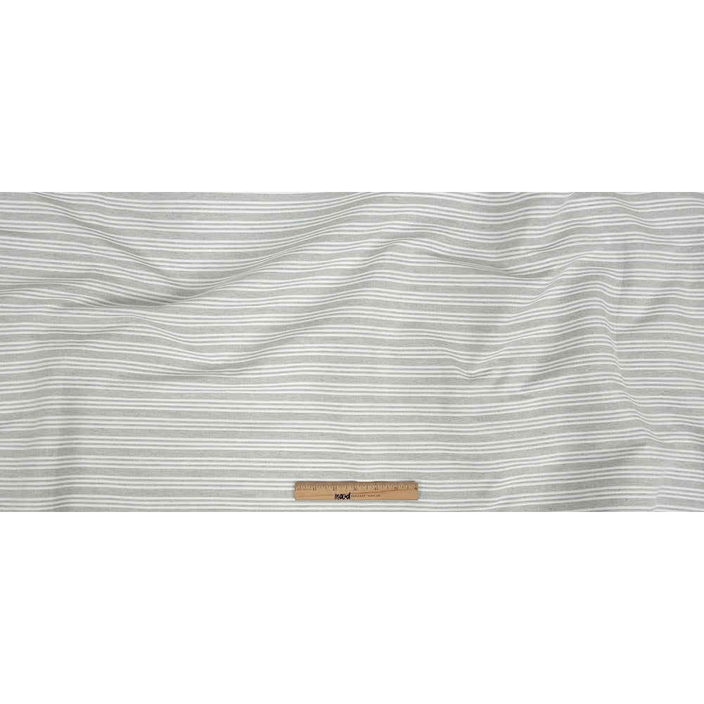 Gray Double Wide Drapery Twill with Raised White Stripes