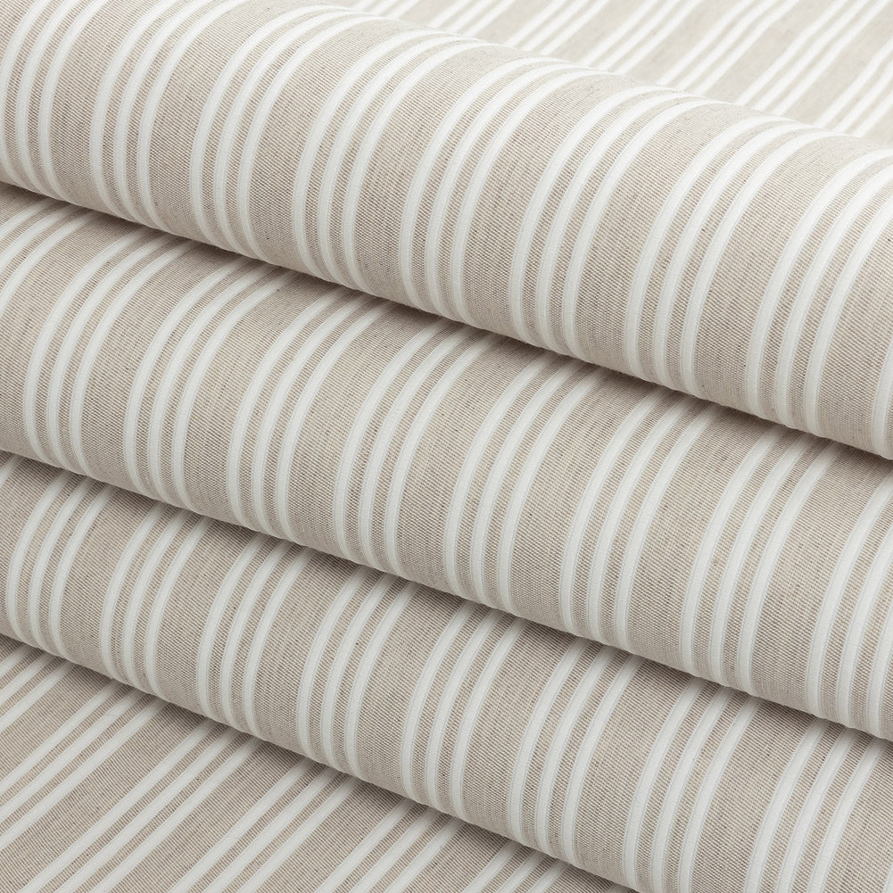 Ivory Double Wide Drapery Twill with Raised White Stripes