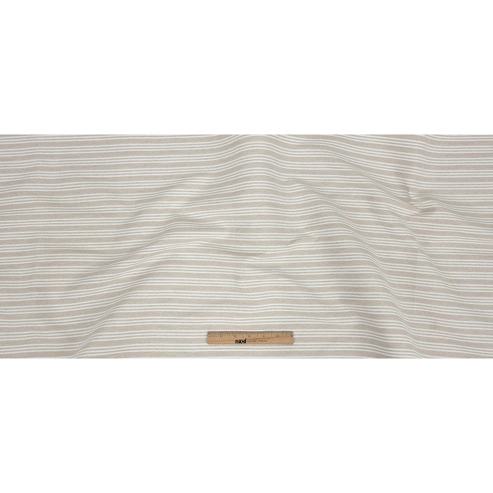 Ivory Double Wide Drapery Twill with Raised White Stripes