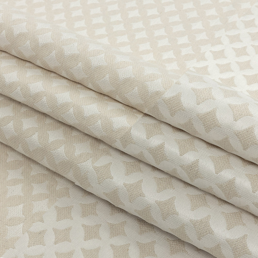 Ivory Quatrefoil Blended Polyester Jacquard