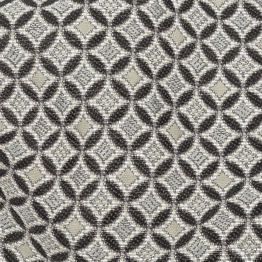Black and Gray Quatrefoil Blended Polyester Jacquard