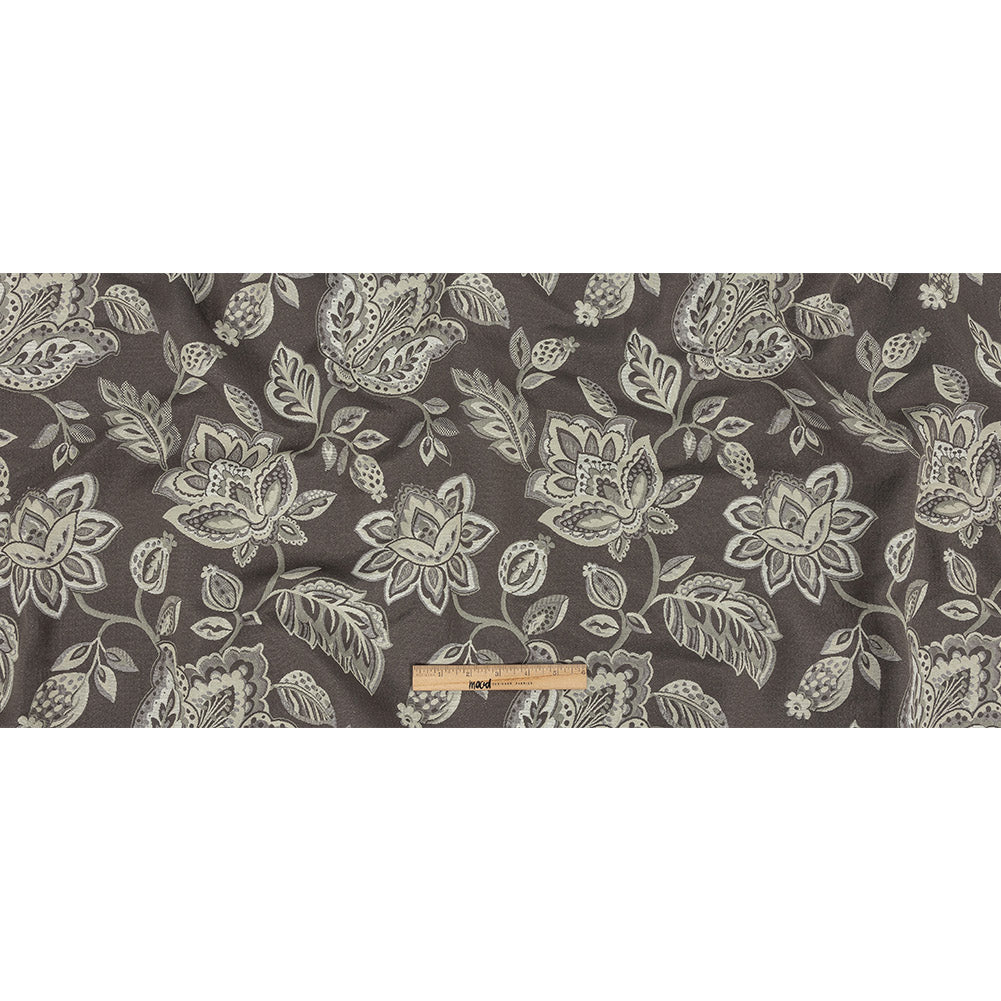 Gradient Gray Jacobean Floral Blended Polyester Jacquard
