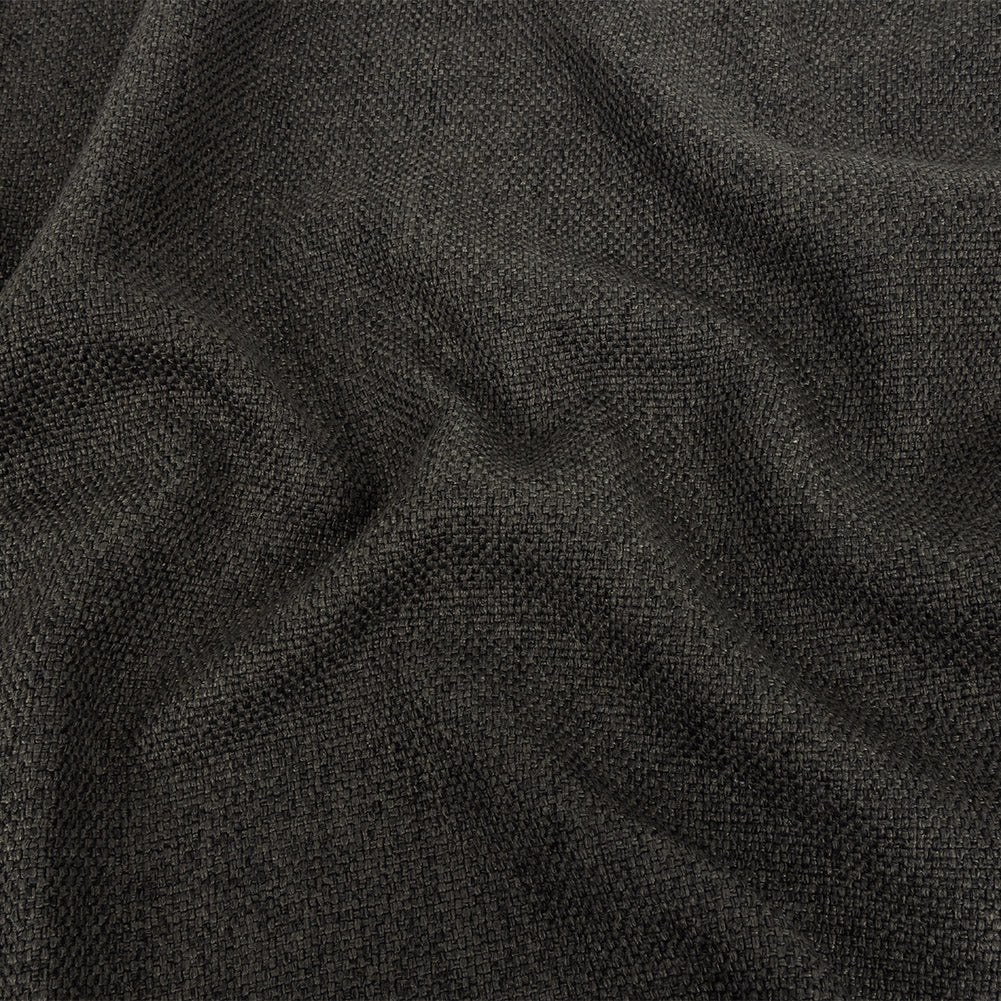 Dark Charcoal Basketwoven Polyester and Cotton Home Decor Fabric