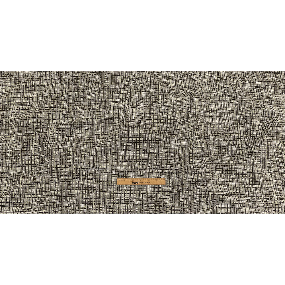 Black and Gray Off Kilter Plaid Polyester and Cotton Upholstery Jacquard