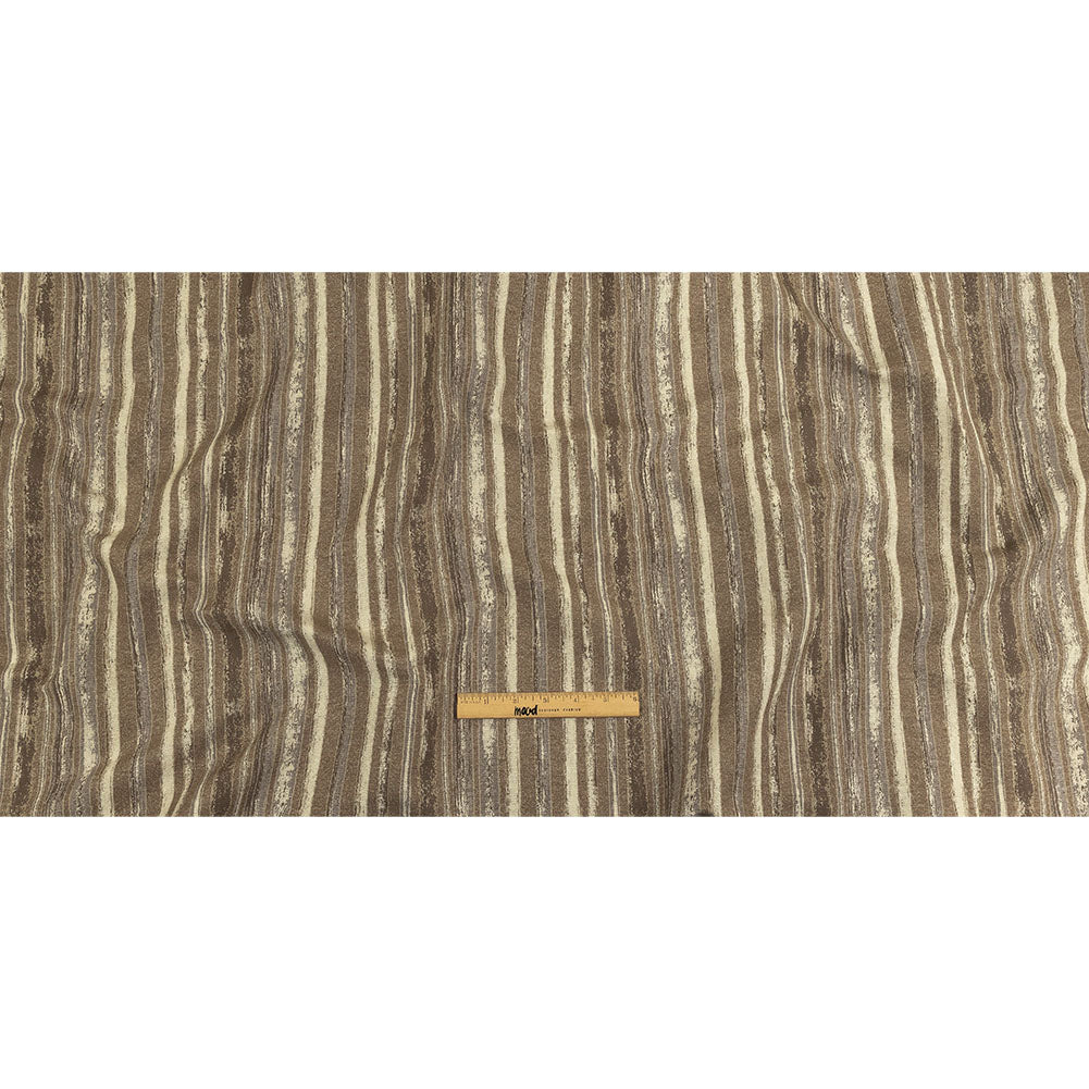 Desert Taupe, Pumice Stone and Gray Painterly Stripes Blended Cotton Jacquard