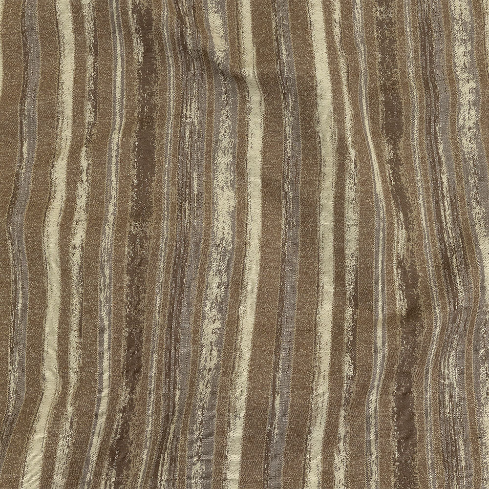 Desert Taupe, Pumice Stone and Gray Painterly Stripes Blended Cotton Jacquard