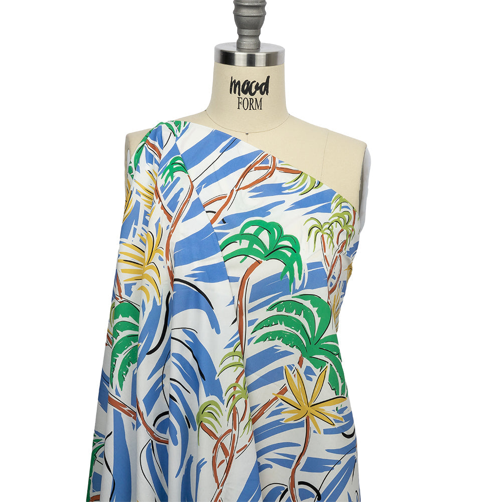 Mood Exclusive Blue Foliate Figment Cotton Shirting