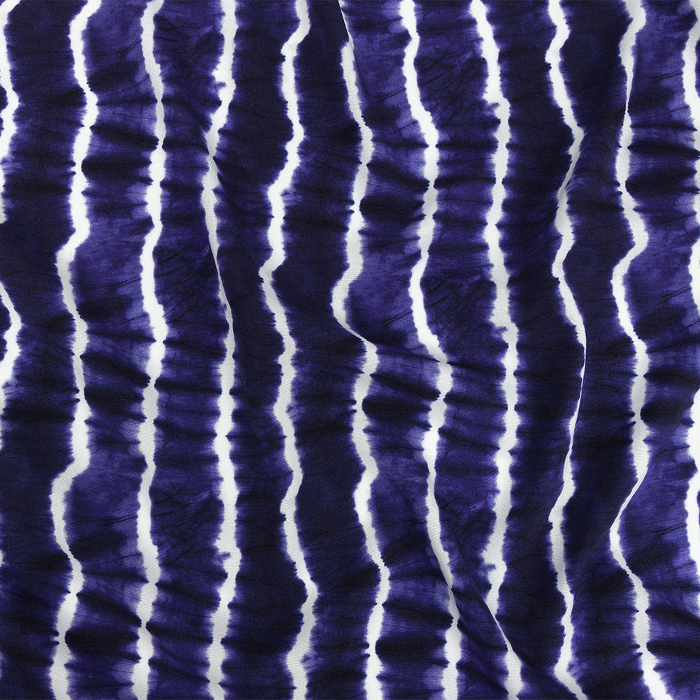 Mood Exclusive Navy Twisted Tie Dye Stretch Viscose Batiste