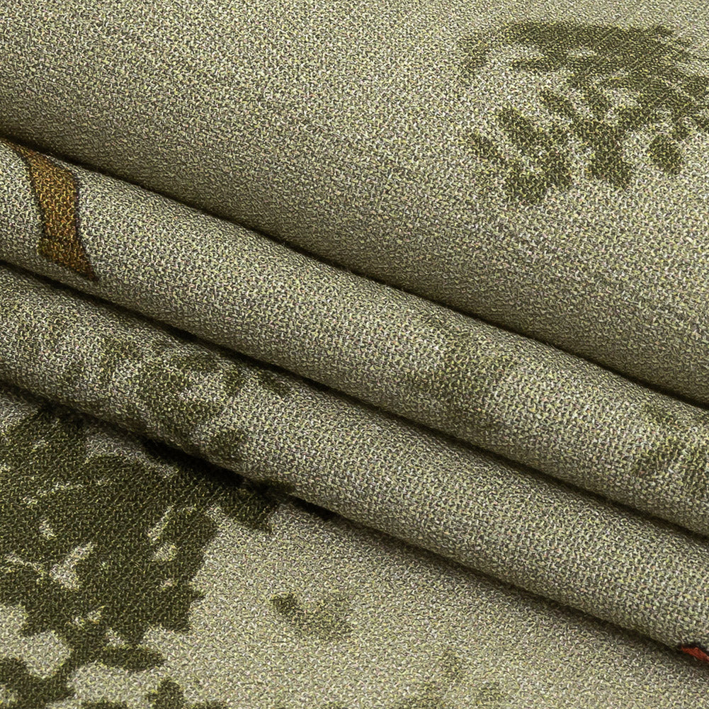 Sustainable Viscose Woven Print - Pale Green Savanna Animals and Trees - Mood Exclusive Serene Safari