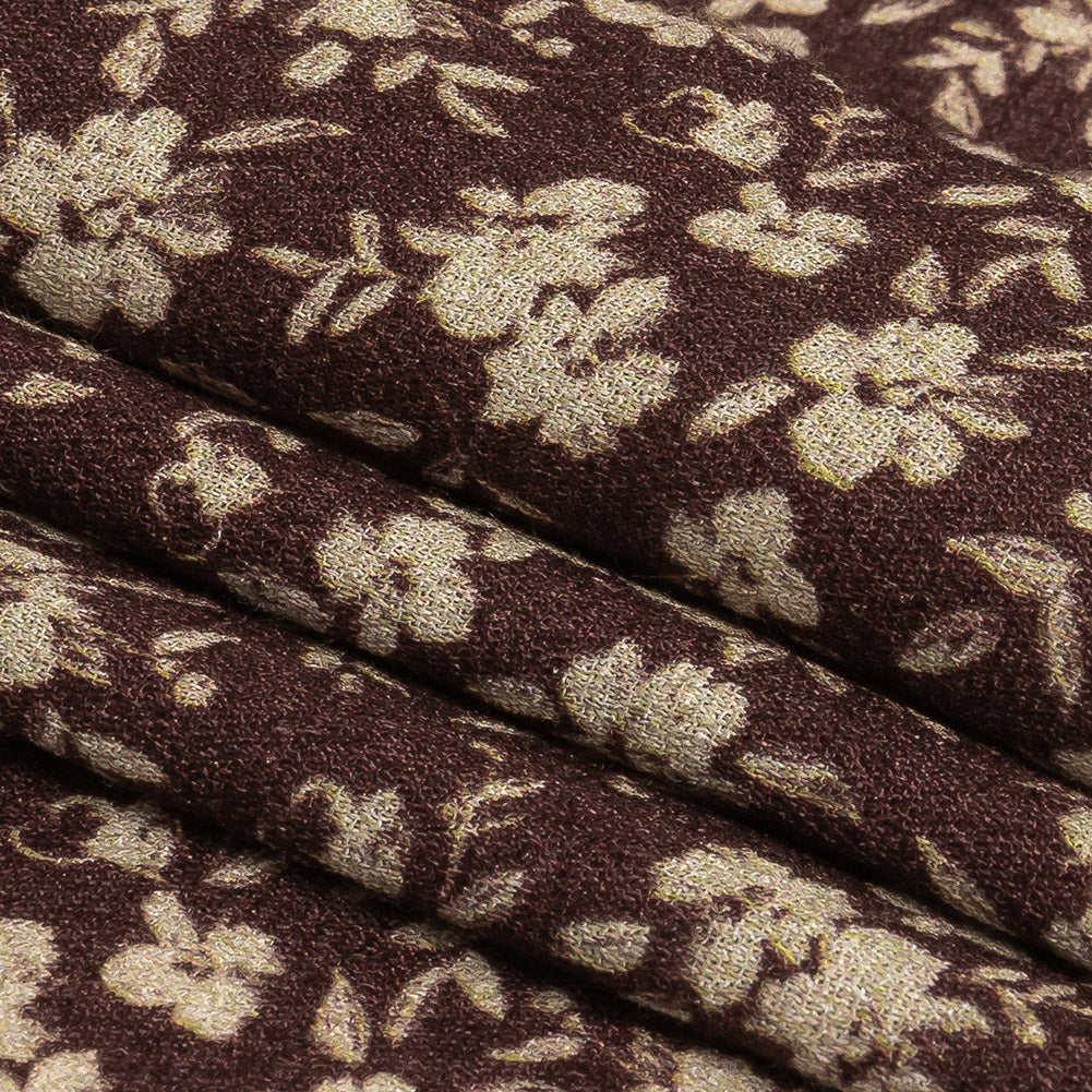 Gauzy Viscose Crepe Print - Brown Floral - Mood Exclusive Flowering Heirloom