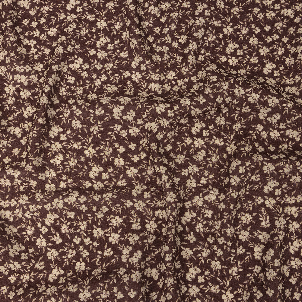 Gauzy Viscose Crepe Print - Brown Floral - Mood Exclusive Flowering Heirloom