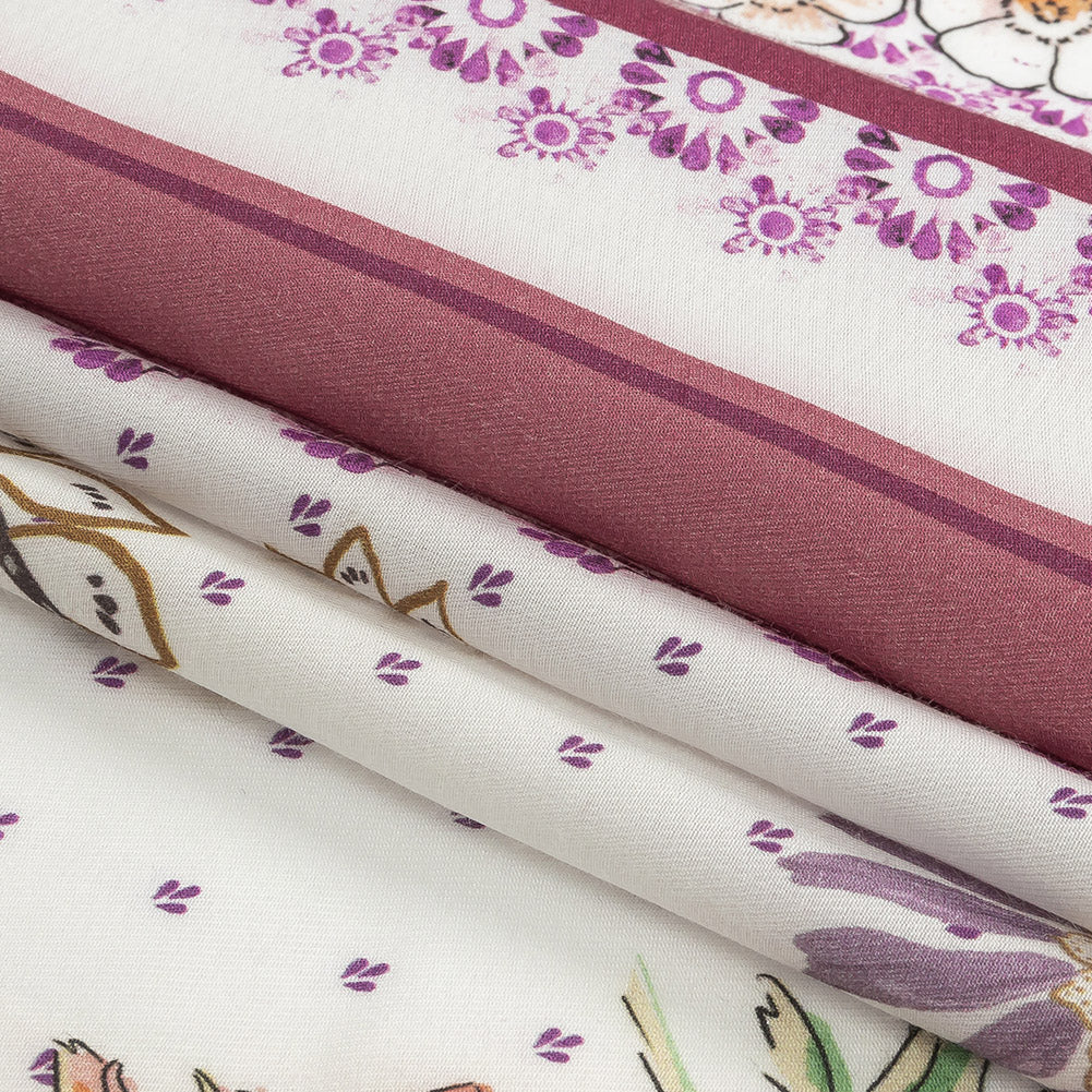 Viscose Twill Panel - Pink and Green Floral - Mood Exclusive The Secret Garden