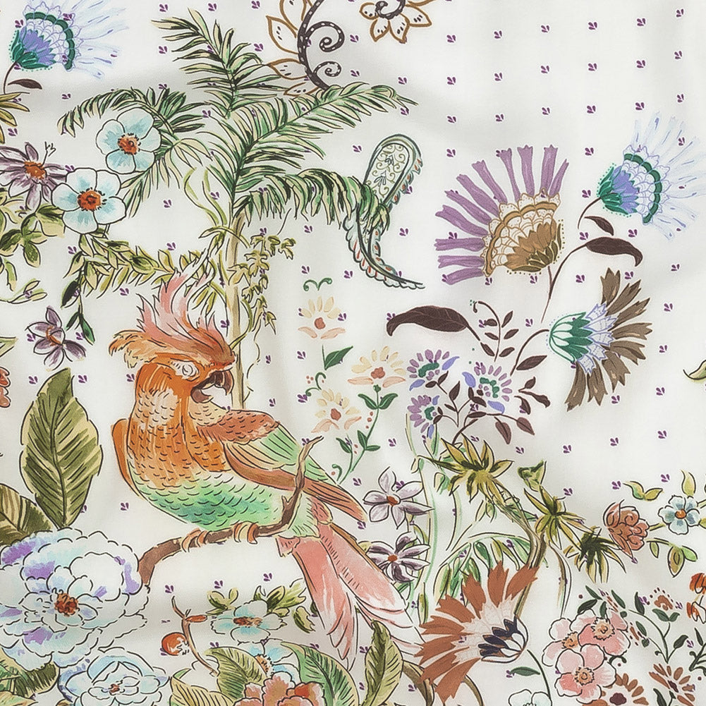 Viscose Twill Panel - Pink and Green Floral - Mood Exclusive The Secret Garden