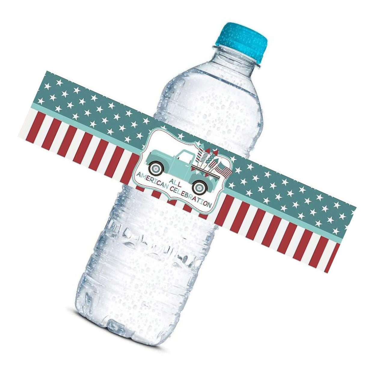 AmandaCreation All American Celebration Water Bottle Wrappers 20 Pieces