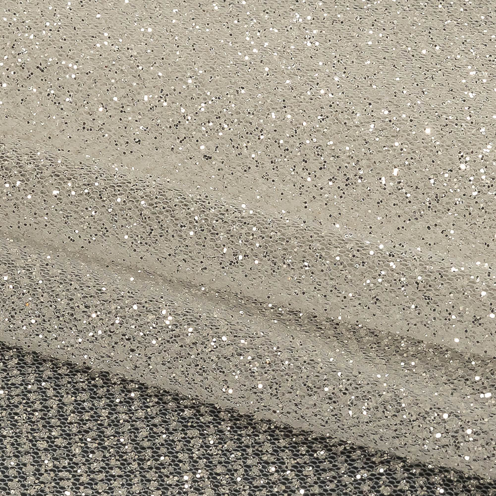 Tulle with Metallic Platinum Glitter - Off White - Platina Collection