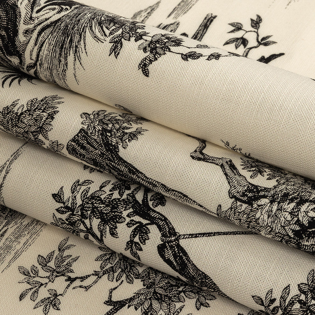 Victoria Noir Toile Printed Cotton Canvas