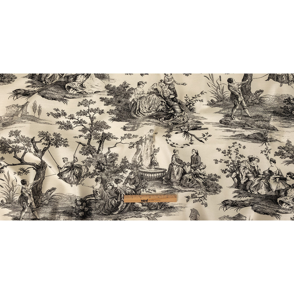 Victoria Noir Toile Printed Cotton Canvas