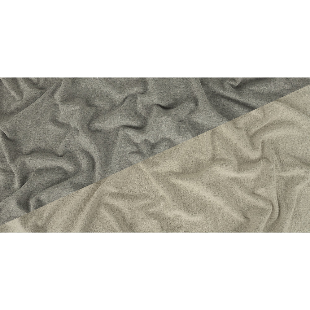 Cotton French Terry Knit - Heathered Gray and Lily White - Elida Collection