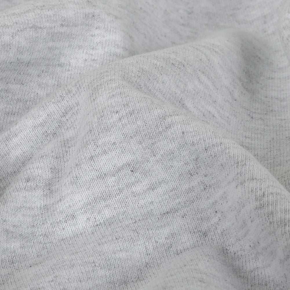 Cotton French Terry Knit - Heathered Light Gray and White - Elida Collection