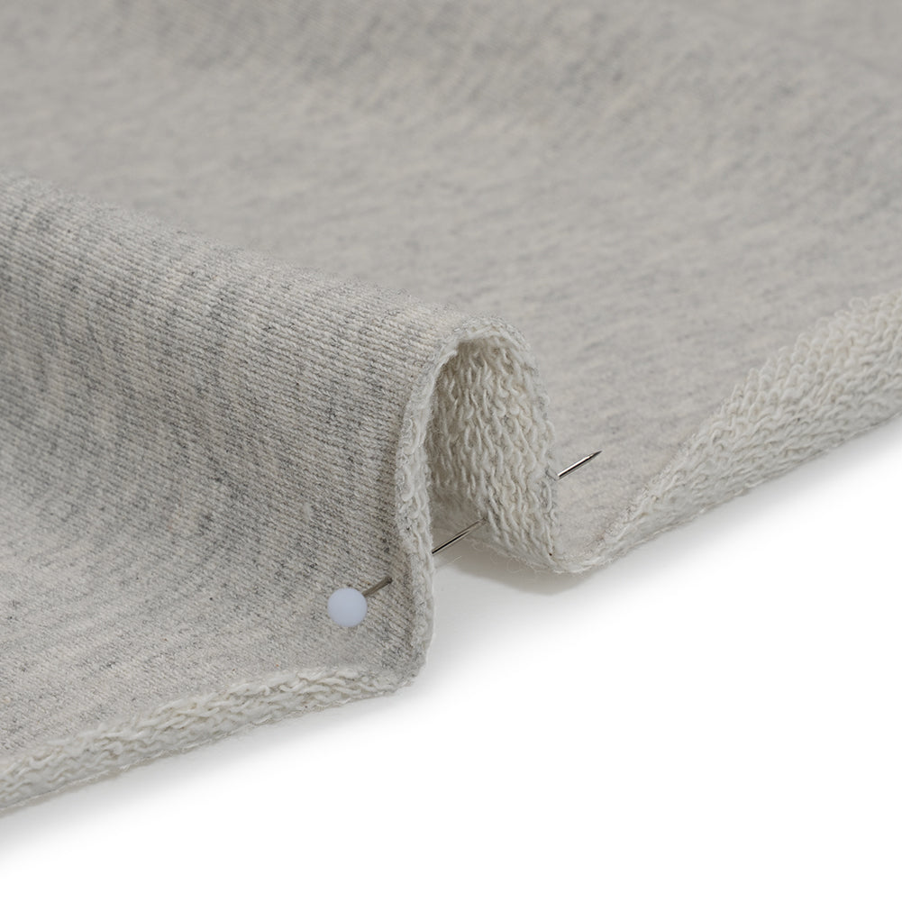 Cotton French Terry Knit - Heathered Moonbeam, Quarry, and Turtledove - Elida Collection