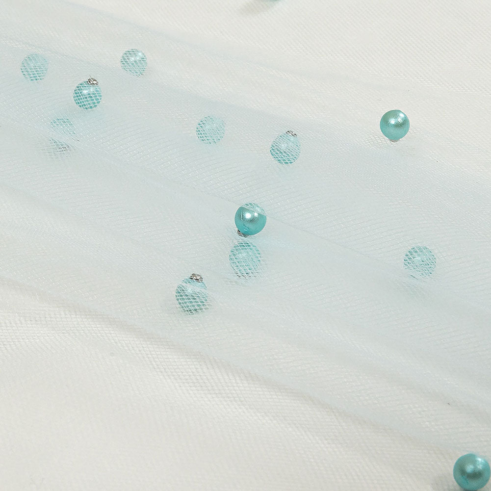 Beaded Tulle - Pale Blue - Sylvie Collection
