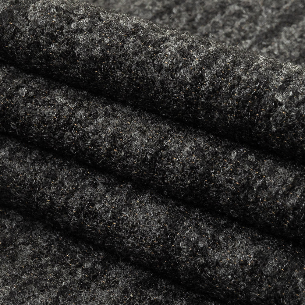 Onyx Striated Upholstery Boucle with Tan Woven Backing