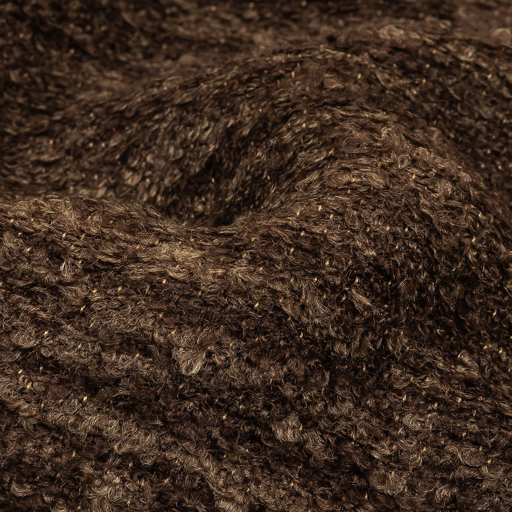 Chocolate Striated Upholstery Boucle with Tan Woven Backing