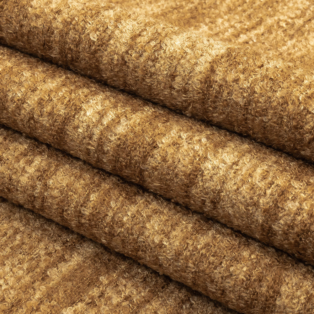 Sandstone Striated Acrylic and Cotton Boucle with Tan Woven Backing