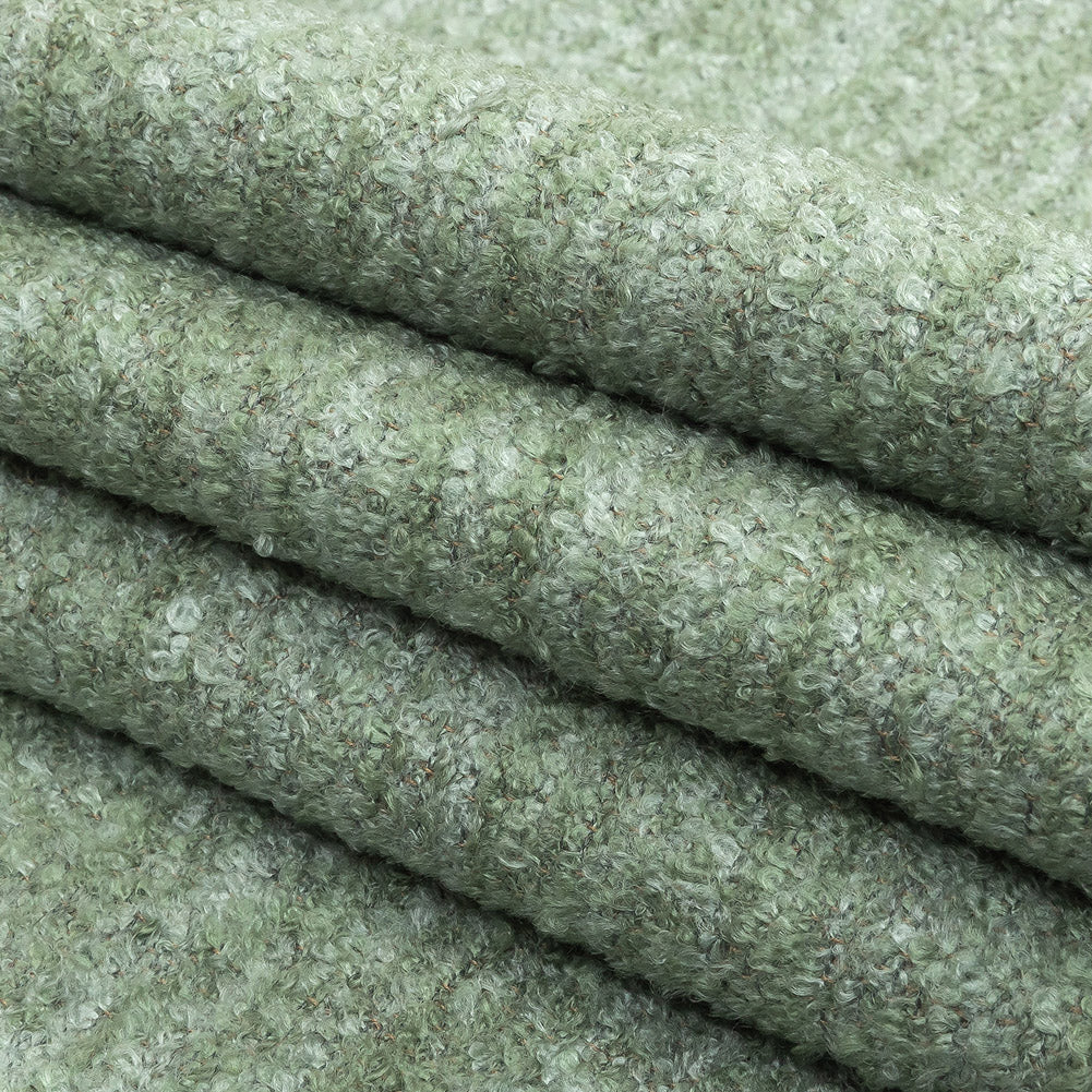 Seaglass Striated Acrylic and Cotton Boucle with Tan Woven Backing