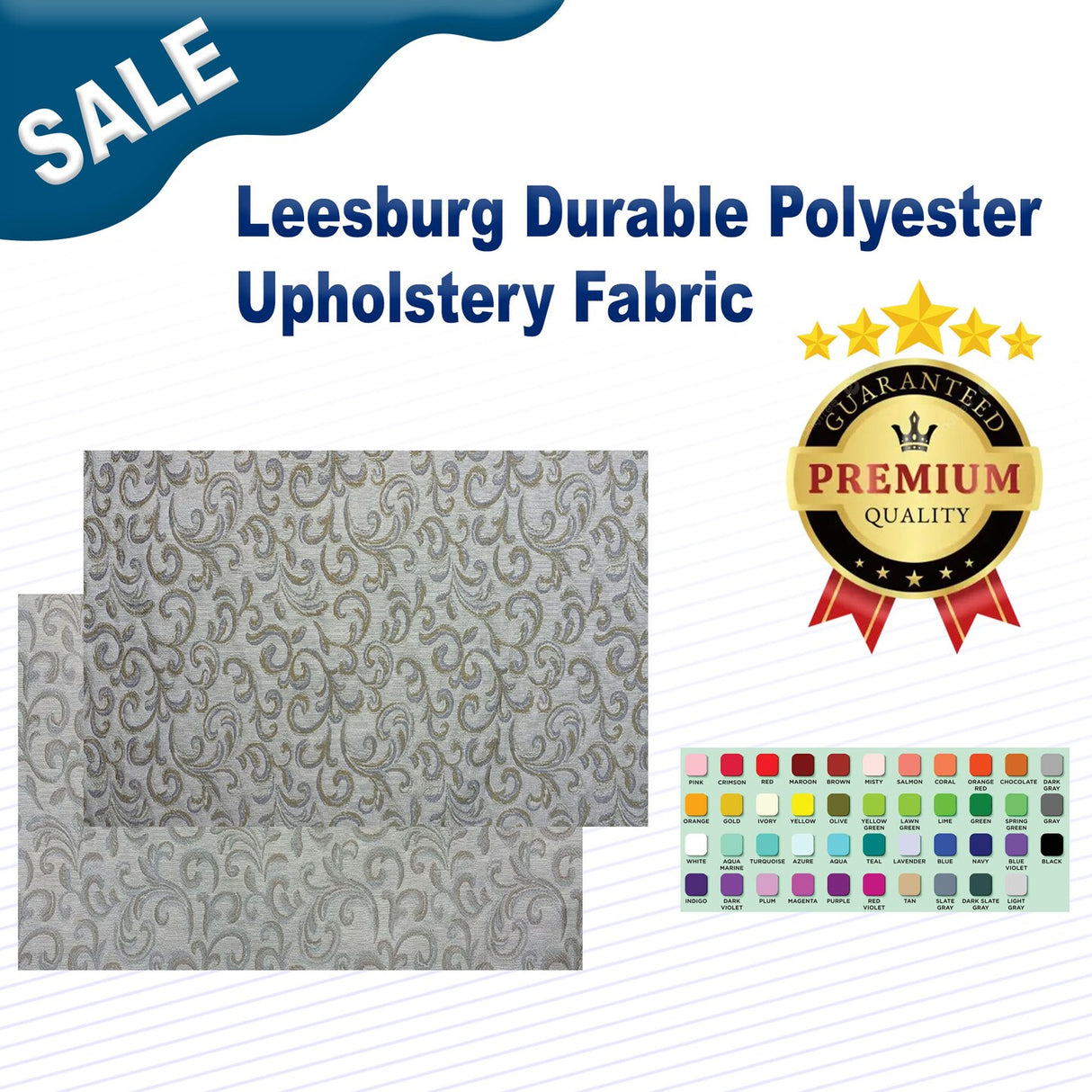 1 Yard Leesburg Durable Polyester Upholstery Fabric