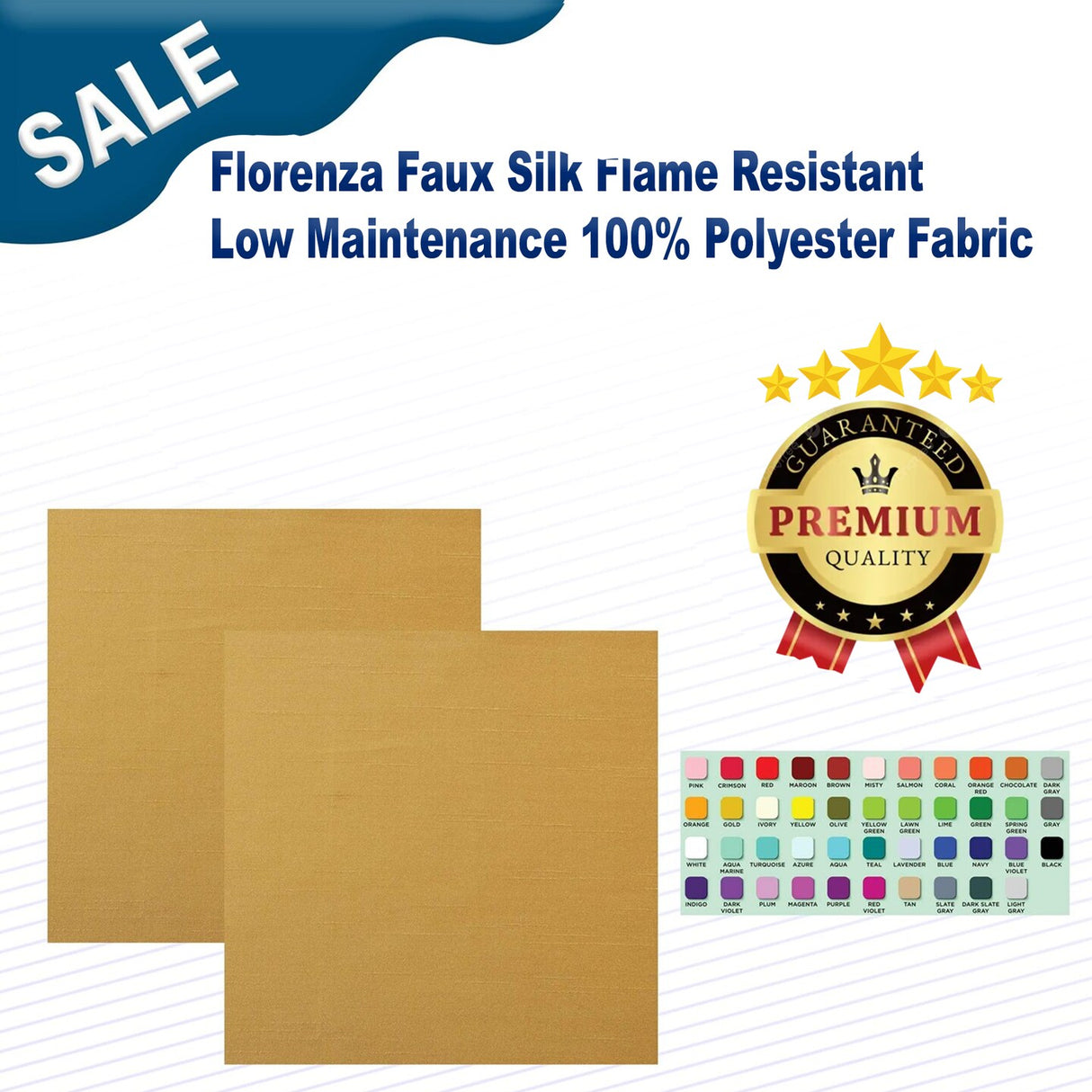 Florenza (Faux Silk) Flame-Resistant, Low Maintenance 100% Polyester Fabric
