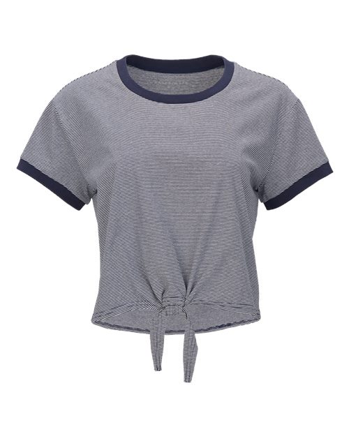 Women's Striped Tie-Front Cropped T-Shirt