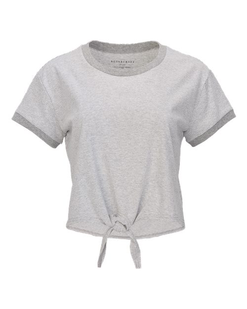 Women's Striped Tie-Front Cropped T-Shirt
