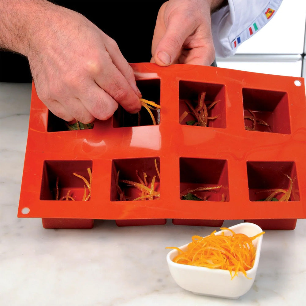 Silikomart Silicone Bakeware Square Cube Mold 4 Oz, 50mm x 50mm x 50mm H.; 8 Cavities